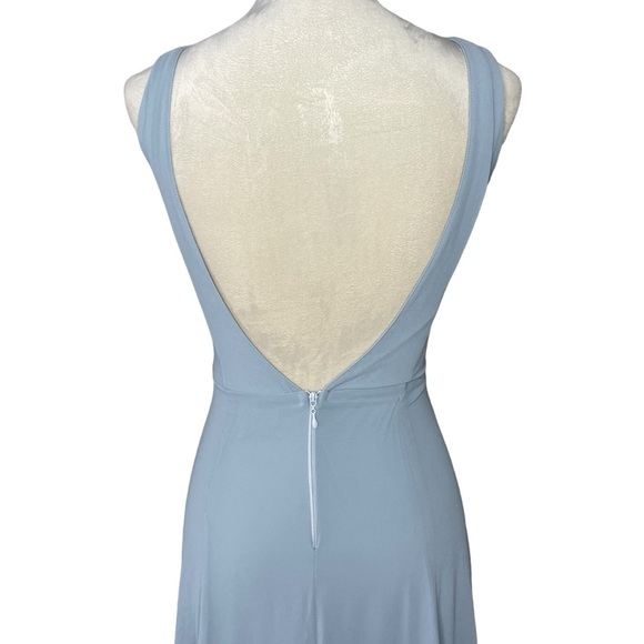 Show me your Mumu Jenn Maxi Dress Steel Blue Chiffon - Picture 5 of 8